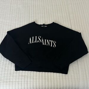AllSaints Cropped Black Crewneck Sweatshirt